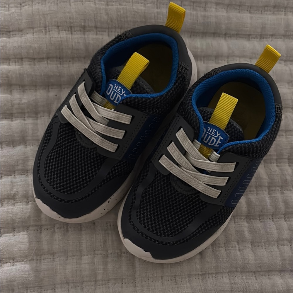 Hey Dude Black and Blue Sneakers Breathable Mesh Low-Top